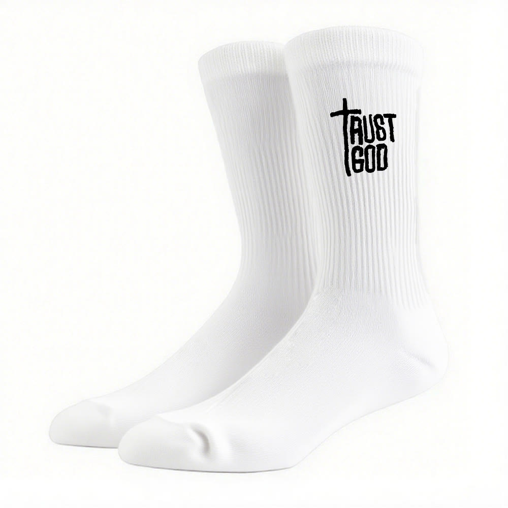 Christianartworkshop Trust God Cross-Design Faith Crew Socken: Gehen Sie mutig mit Christus - image 10