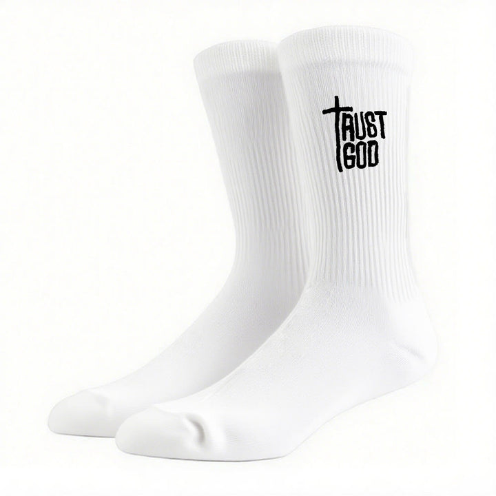 Christianartworkshop Trust God Cross-Design Faith Crew Socken: Gehen Sie mutig mit Christus - image 10
