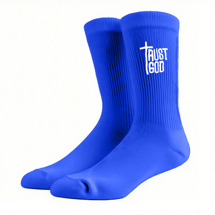 Christianartworkshop Trust God Cross-Design Faith Crew Socken: Gehen Sie mutig mit Christus - Blau - Damen (EU 36–39/US 8,5–9) - image 14
