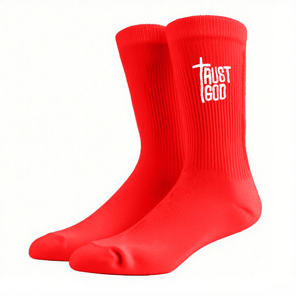 Christianartworkshop Trust God Cross-Design Faith Crew Socken: Gehen Sie mutig mit Christus - Rot - Damen (EU 36–39/US 8,5–9) - image 16