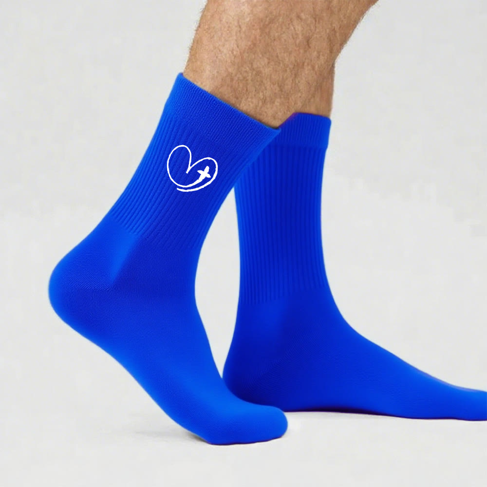 Christianartworkshop Glaubensinspirierte Herz- und Kreuzsocken: Eine sanfte Erinnerung an Gottes Liebe - Blau - Herren (EU 40–44/US 7,5–11) - image 13