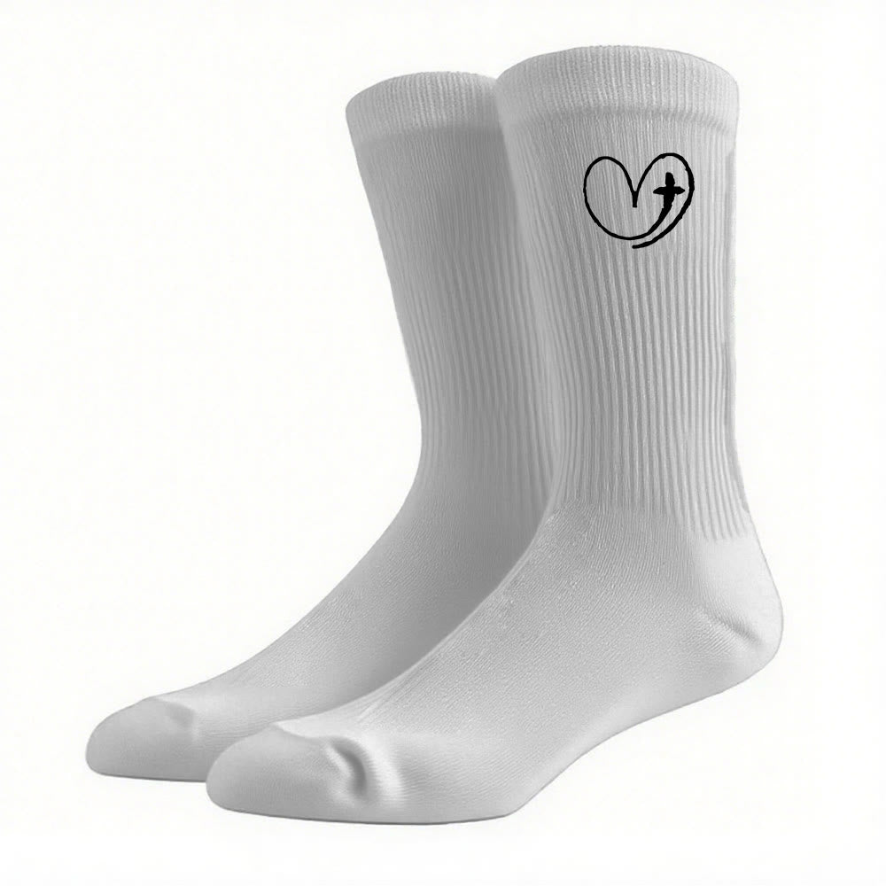 Christianartworkshop Glaubensinspirierte Herz- und Kreuzsocken: Eine sanfte Erinnerung an Gottes Liebe - Grau - Damen (EU 36–39/US 8,5–9) - image 12