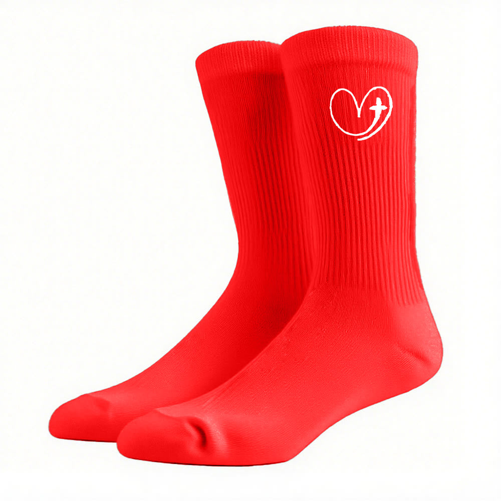 Christianartworkshop Glaubensinspirierte Herz- und Kreuzsocken: Eine sanfte Erinnerung an Gottes Liebe - Rot - Damen (EU 36–39/US 8,5–9) - image 16
