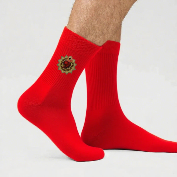 Christianartworkshop Socken „Göttliche Liebe, Heiliges Herz Jesu“: „Walk in Devotion“ - Rot - Herren (EU 40–44/US 7,5–11) - image 15