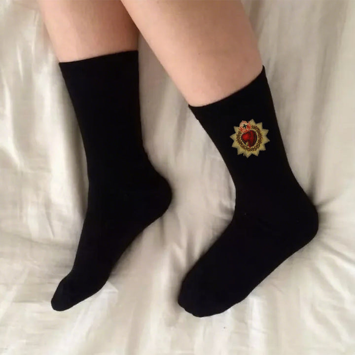 Christianartworkshop Socken „Göttliche Liebe, Heiliges Herz Jesu“: „Walk in Devotion“ - Schwarz - Damen (EU 36–39/US 8,5–9) - image 3