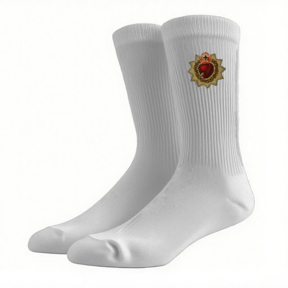 Christianartworkshop Socken „Göttliche Liebe, Heiliges Herz Jesu“: „Walk in Devotion“ - Grau - Damen (EU 36–39/US 8,5–9) - image 12