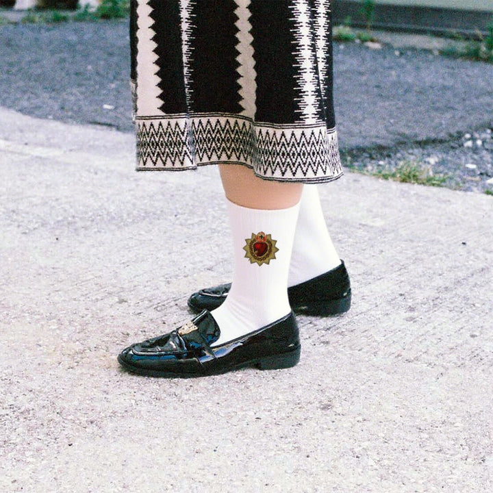Christianartworkshop Socken „Göttliche Liebe, Heiliges Herz Jesu“: „Walk in Devotion“ - Weiß - Damen (EU 36–39/US 8,5–9) - image 9