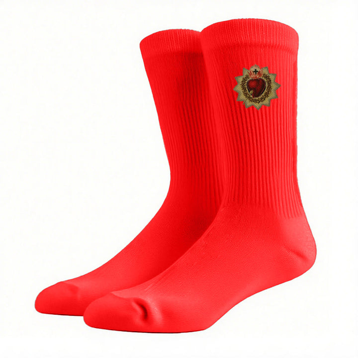 Christianartworkshop Socken „Göttliche Liebe, Heiliges Herz Jesu“: „Walk in Devotion“ - Rot - Damen (EU 36–39/US 8,5–9) - image 16