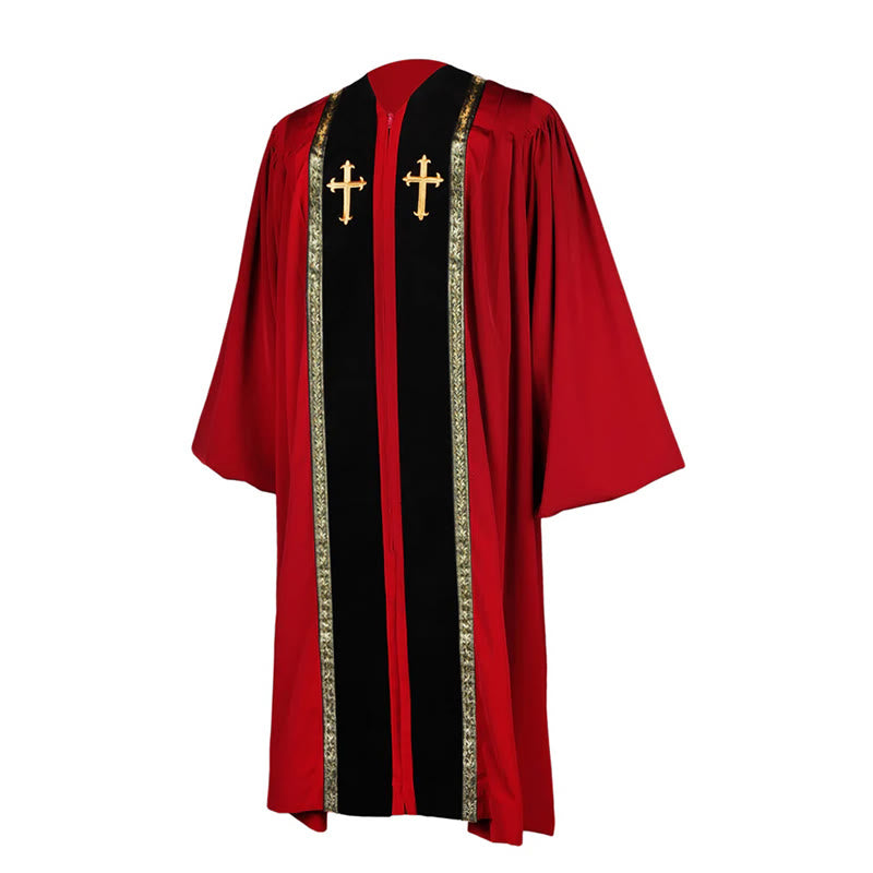 Christianartworkshop Traditionelle mehrfarbige Kirchenrobe für Geistliche mit goldenem Kreuz und dekorativem - image 5