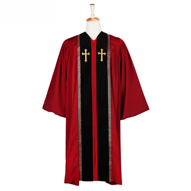 Christianartworkshop Traditionelle mehrfarbige Kirchenrobe für Geistliche mit goldenem Kreuz und dekorativem - image 4