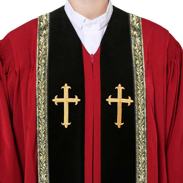 Christianartworkshop Traditionelle mehrfarbige Kirchenrobe für Geistliche mit goldenem Kreuz und dekorativem - image 3