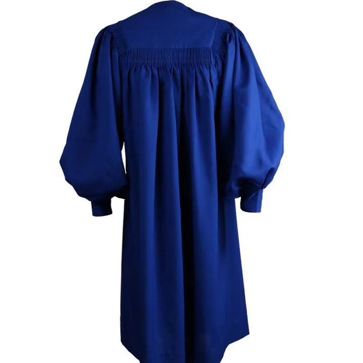 Christianartworkshop Elegante zeremonielle blaue Priesterrobe mit weißem V-Ausschnittbesatz und Kreuz - image 5