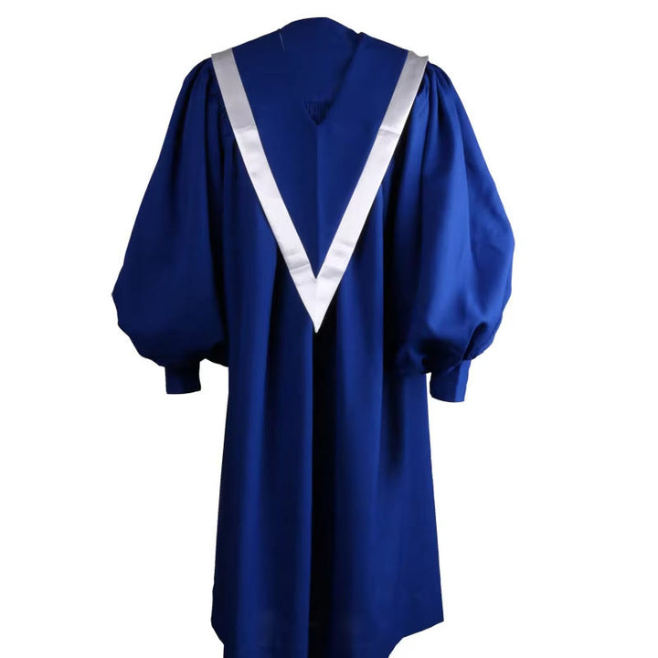 Christianartworkshop Elegante zeremonielle blaue Priesterrobe mit weißem V-Ausschnittbesatz und Kreuz - image 6