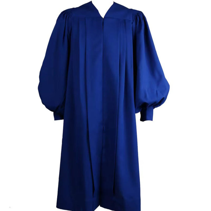 Christianartworkshop Elegante zeremonielle blaue Priesterrobe mit weißem V-Ausschnittbesatz und Kreuz - image 4