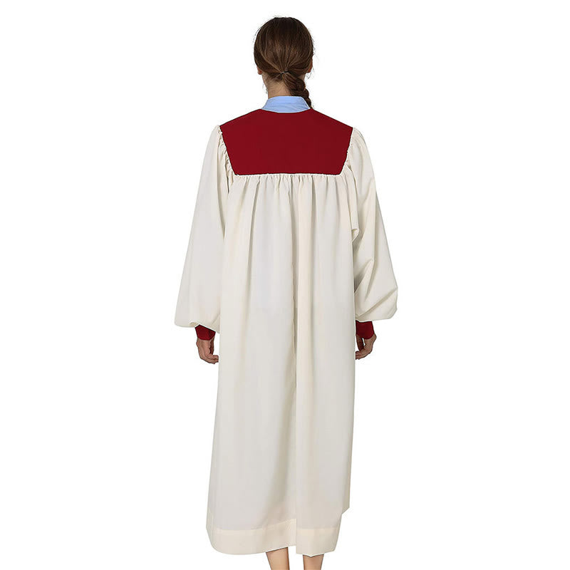 Christianartworkshop Markante weiße Kirchenrobe mit rotem Kragen und Kreuzemblem - image 8