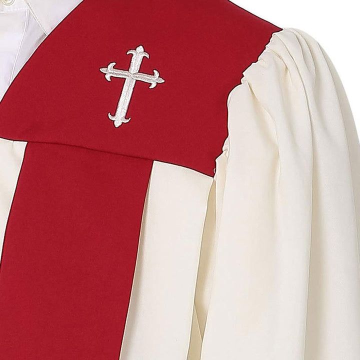 Christianartworkshop Markante weiße Kirchenrobe mit rotem Kragen und Kreuzemblem - image 11