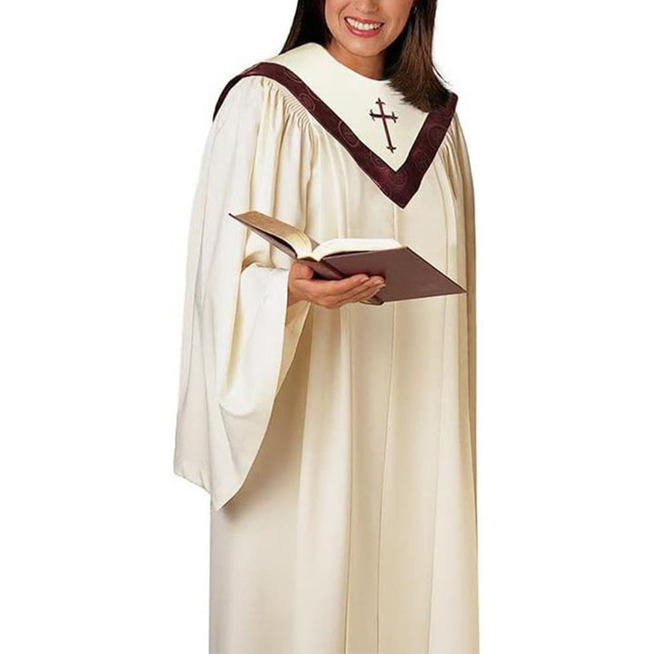 Christianartworkshop Formelle, mehrfarbige Kirchenrobe für Geistliche mit Kreuz und gemustertem Kragen - 3XL - Beige - image 1