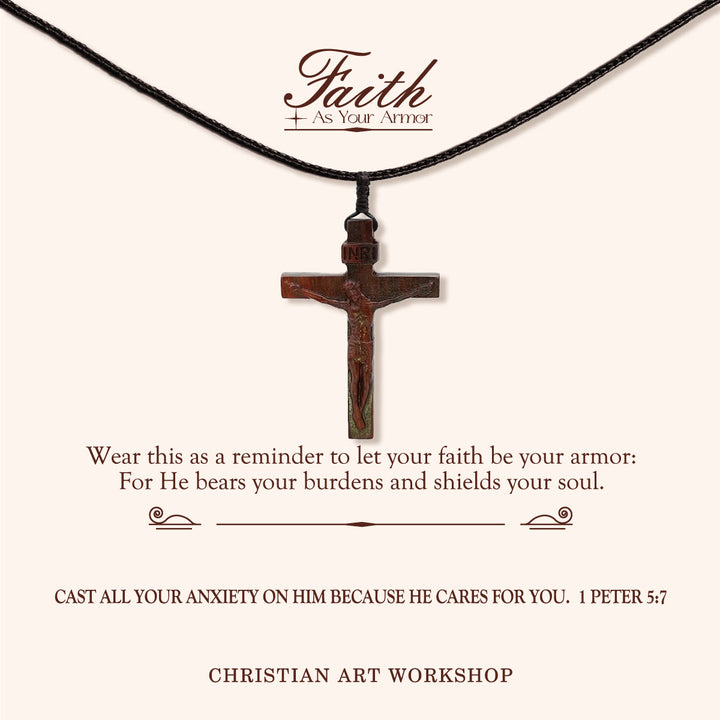 Christianartworkshop GLAUBE ALS IHRE RÜSTUNG: Jesus-Kruzifix-Halskette aus Holz - GLAUBE ALS IHRE RÜSTUNG - Wein - image 1
