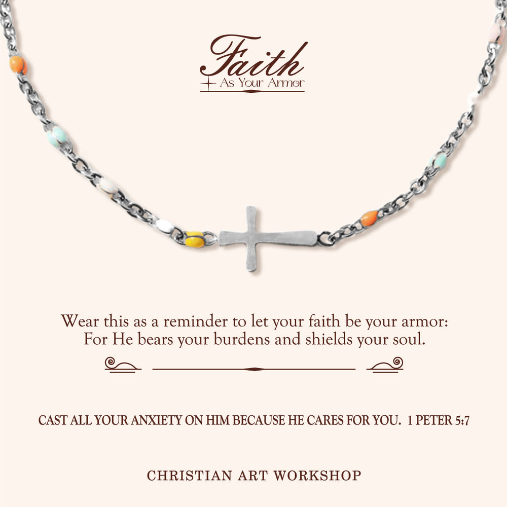 Christianartworkshop GLAUBE ALS IHRE RÜSTUNG: Zartes minimalistisches Kreuzarmband - GLAUBE ALS DEINE RÜSTUNG - Silber - image 2