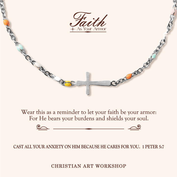 Christianartworkshop GLAUBE ALS IHRE RÜSTUNG: Zartes minimalistisches Kreuzarmband - GLAUBE ALS DEINE RÜSTUNG - Silber - image 2