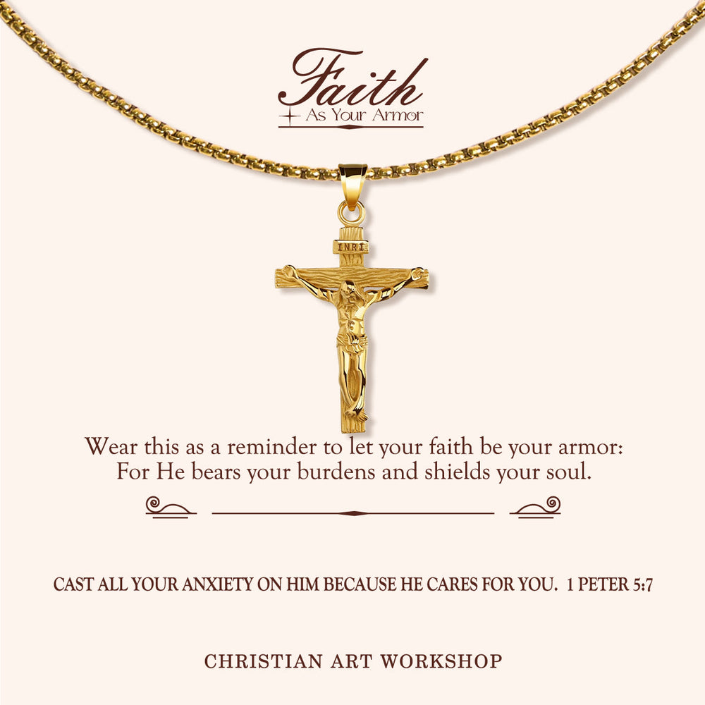 Christianartworkshop GLAUBE ALS IHRE RÜSTUNG: Halskette mit Kruzifix-Anhänger - GLAUBE ALS IHRE RÜSTUNG-2 - image 1