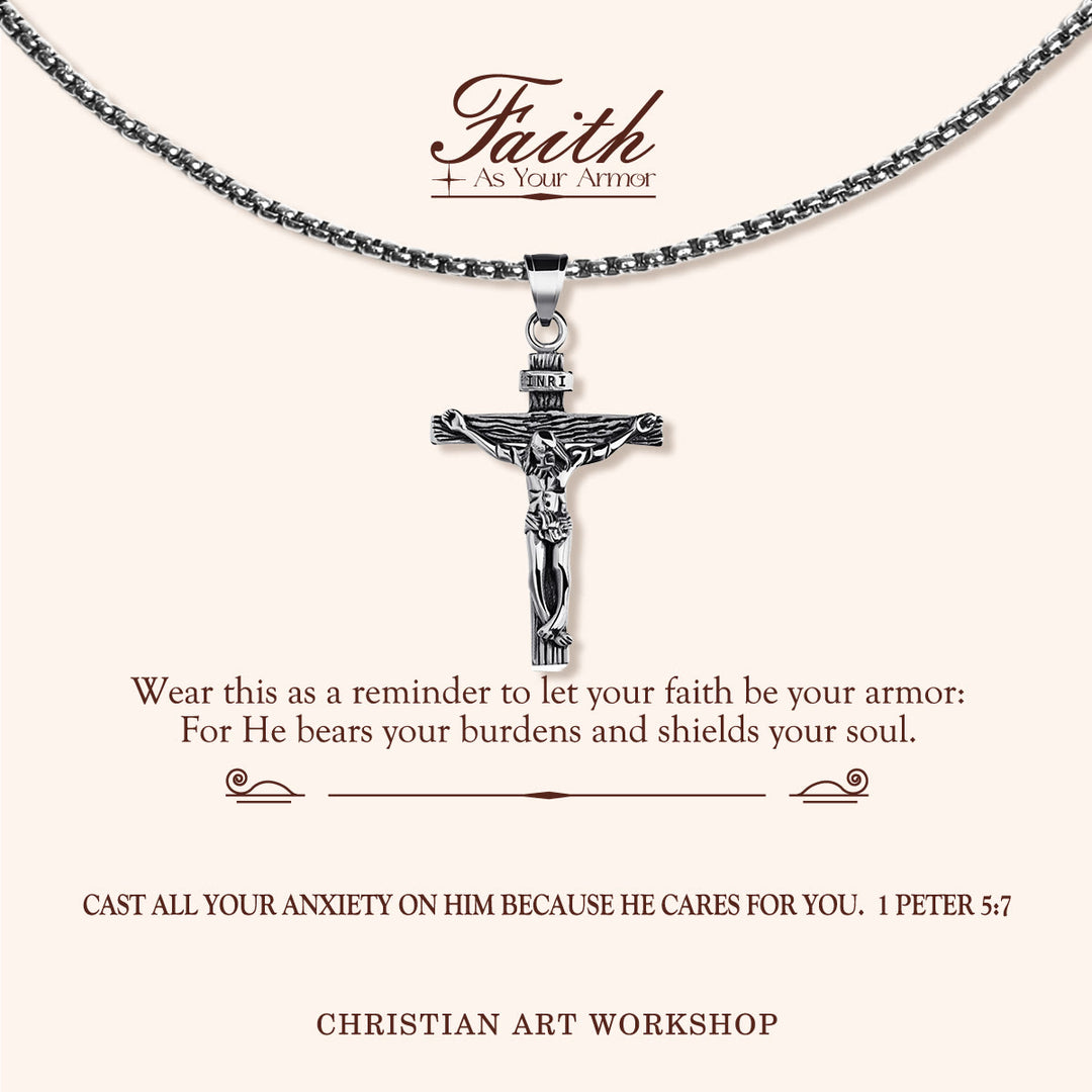 Christianartworkshop GLAUBE ALS IHRE RÜSTUNG: Halskette mit Kruzifix-Anhänger - GLAUBE ALS IHRE RÜSTUNG-3 - image 3