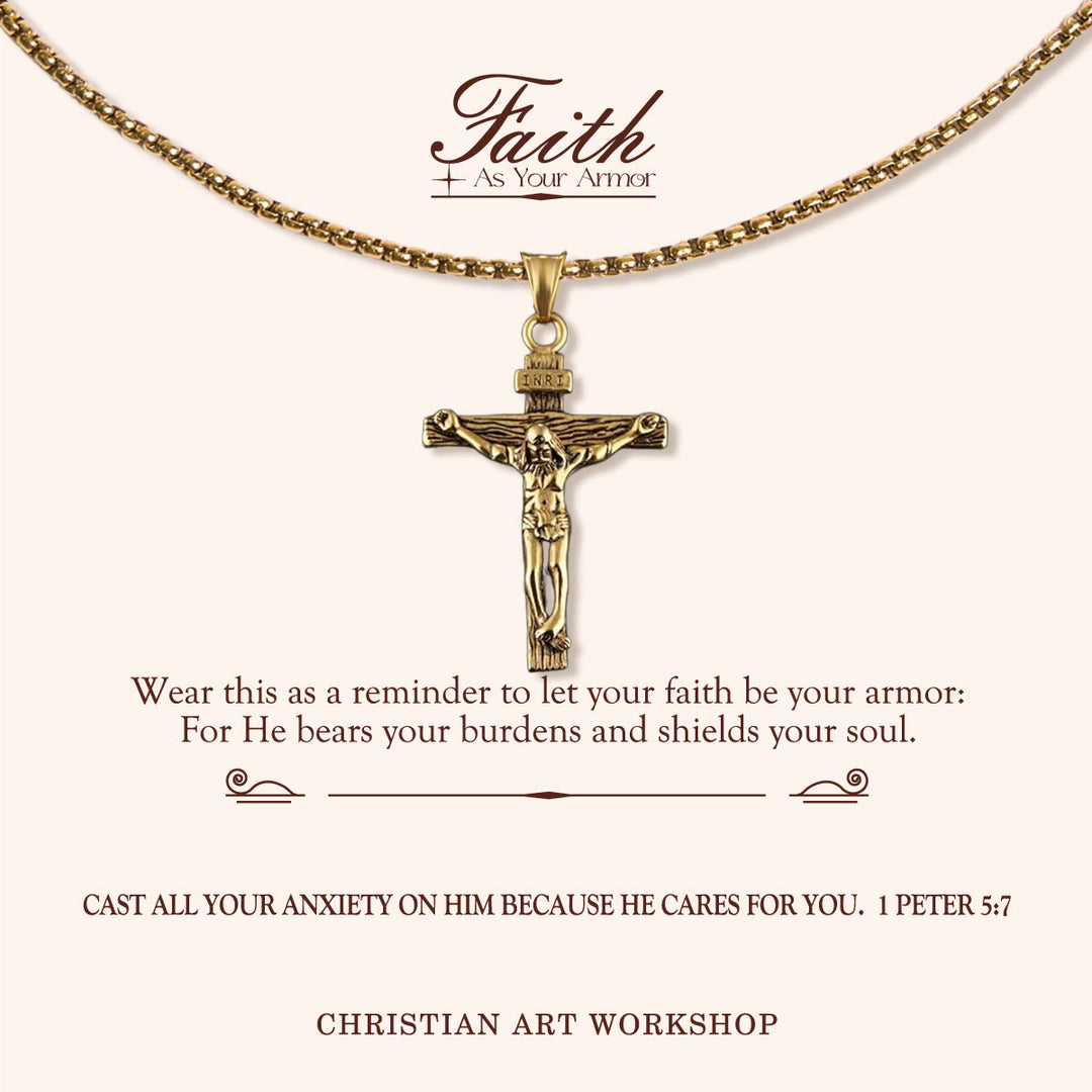 Christianartworkshop GLAUBE ALS IHRE RÜSTUNG: Halskette mit Kruzifix-Anhänger - GLAUBE ALS IHRE RÜSTUNG-1 - image 0