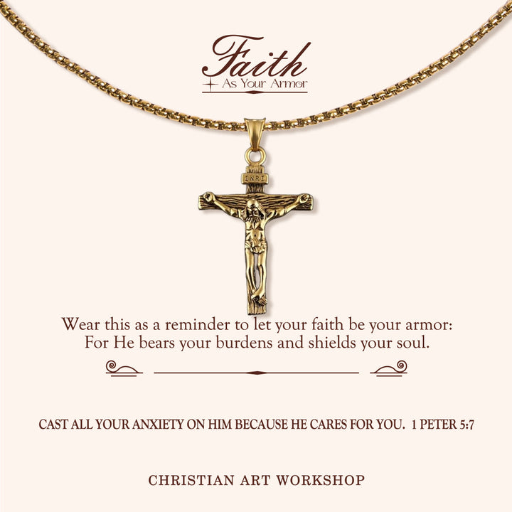 Christianartworkshop GLAUBE ALS IHRE RÜSTUNG: Halskette mit Kruzifix-Anhänger - GLAUBE ALS IHRE RÜSTUNG-1 - image 0