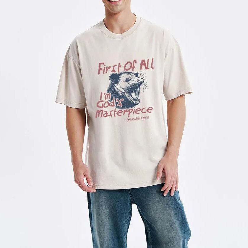 Christianartworkshop Christian T-Shirt mit Aufschrift „First Of All I'm God's Masterpiece“