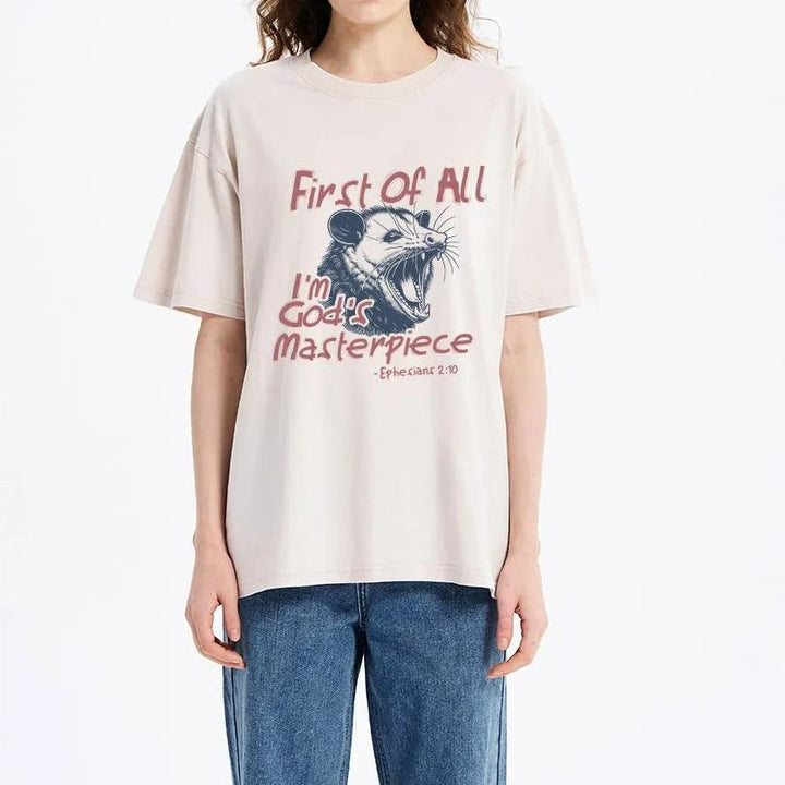 Christianartworkshop Christian T-Shirt mit Aufschrift „First Of All I'm God's Masterpiece“