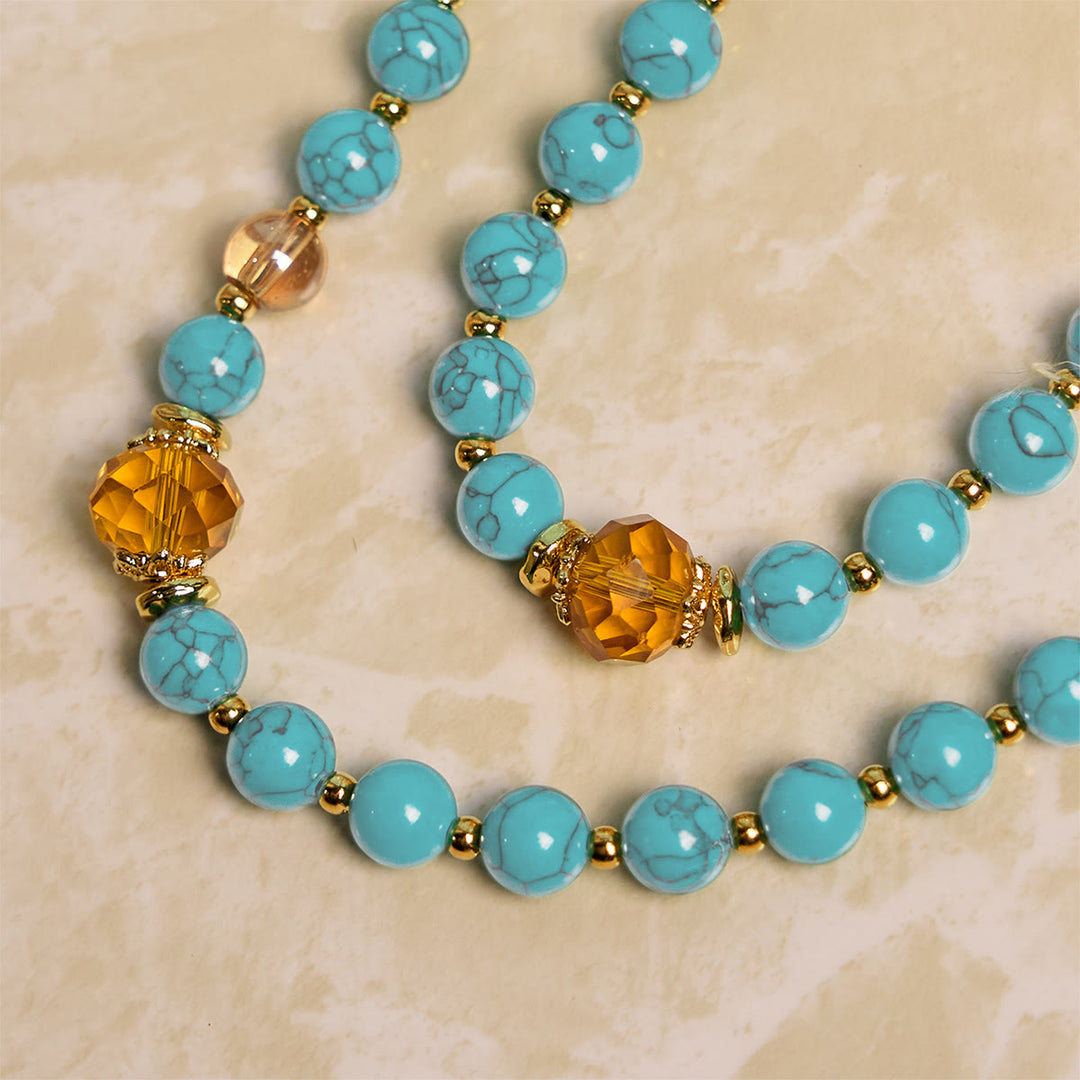 Christianartworkshop GEBETSVOLLER GLAUBE: Handgefertigter Rosenkranz aus Türkis- und Goldlegierung mit Geschenkkarte - image 9