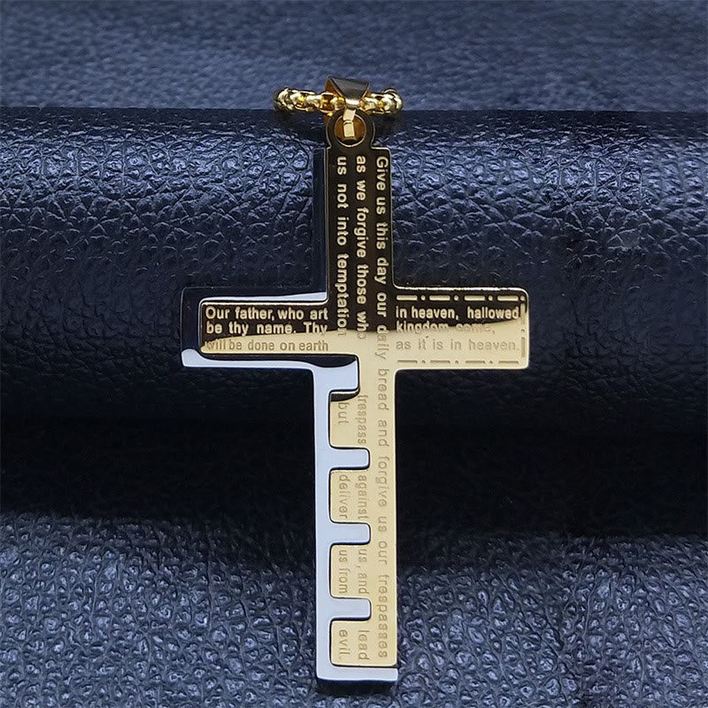Christianartworkshop Moderne dreifarbige Halskette mit Vaterunserkreuz: Ein zeitloses Symbol des Heiligen - image 5
