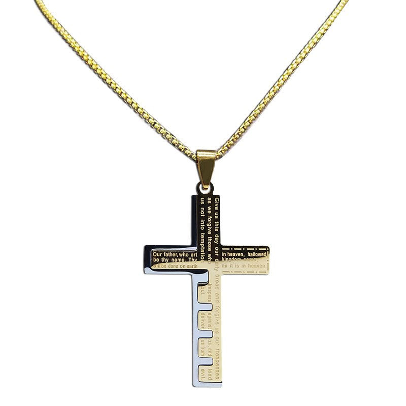 Christianartworkshop Moderne dreifarbige Halskette mit Vaterunserkreuz: Ein zeitloses Symbol des Heiligen - image 8