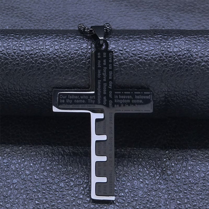 Christianartworkshop Moderne dreifarbige Halskette mit Vaterunserkreuz: Ein zeitloses Symbol des Heiligen - image 6