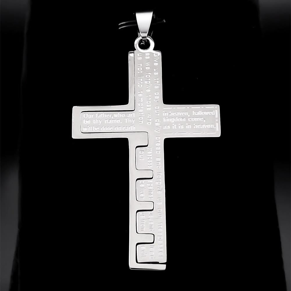 Christianartworkshop Moderne dreifarbige Halskette mit Vaterunserkreuz: Ein zeitloses Symbol des Heiligen - image 7