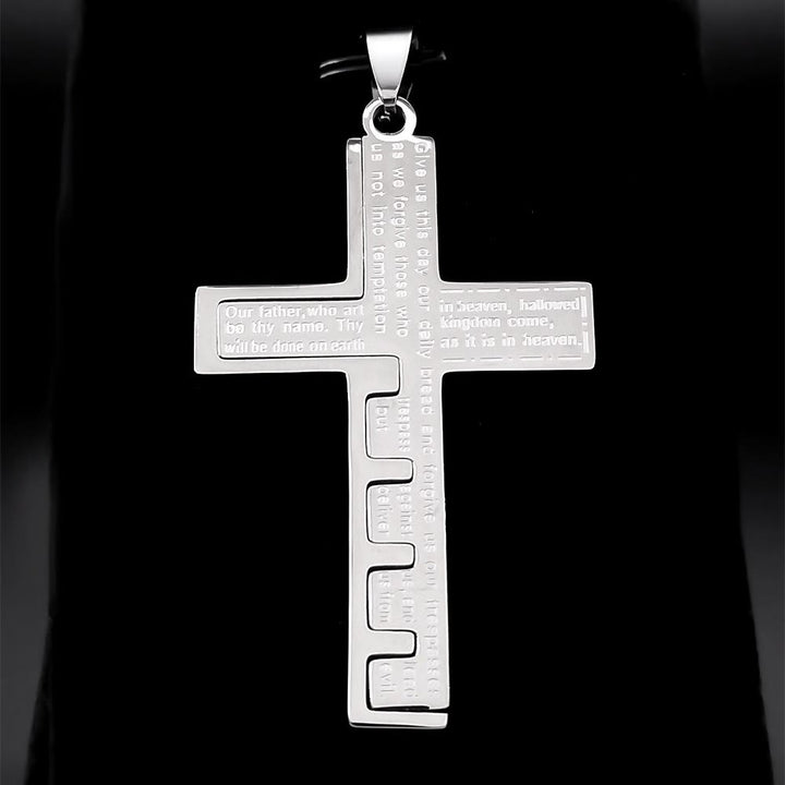 Christianartworkshop Moderne dreifarbige Halskette mit Vaterunserkreuz: Ein zeitloses Symbol des Heiligen - image 7