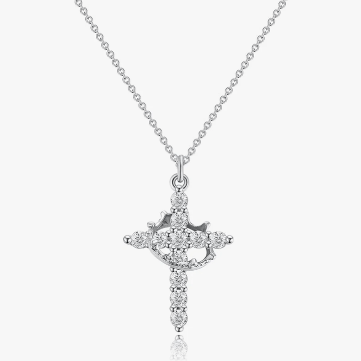 Christianartworkshop Moderne Halskette mit Kreuz „Crowned in Faith“ und Ohrringen - Halskette - Silber - image 0