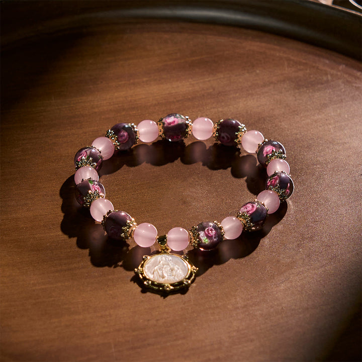 Christianartworkshop Handgefertigtes Armband aus Rosenquarz-Glaubenskristall mit Narce-Kamee der Jungfrau Maria - image 4