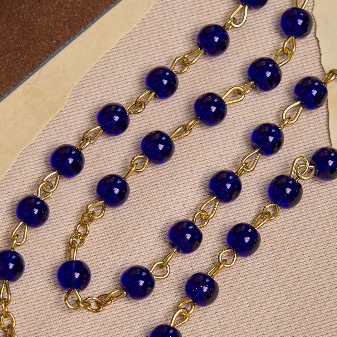 Christianartworkshop Rosenkranz aus tiefblauen Glasperlen mit Heiliger Wundertätiger Medaille und INRI-Kruzifix - image 7