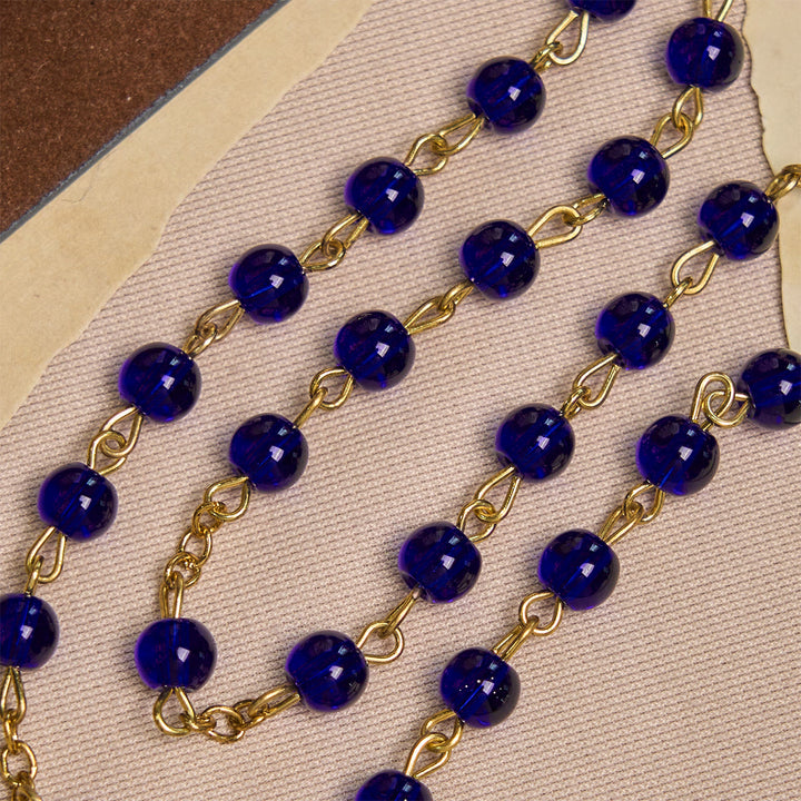 Christianartworkshop Rosenkranz aus tiefblauen Glasperlen mit Heiliger Wundertätiger Medaille und INRI-Kruzifix - image 7