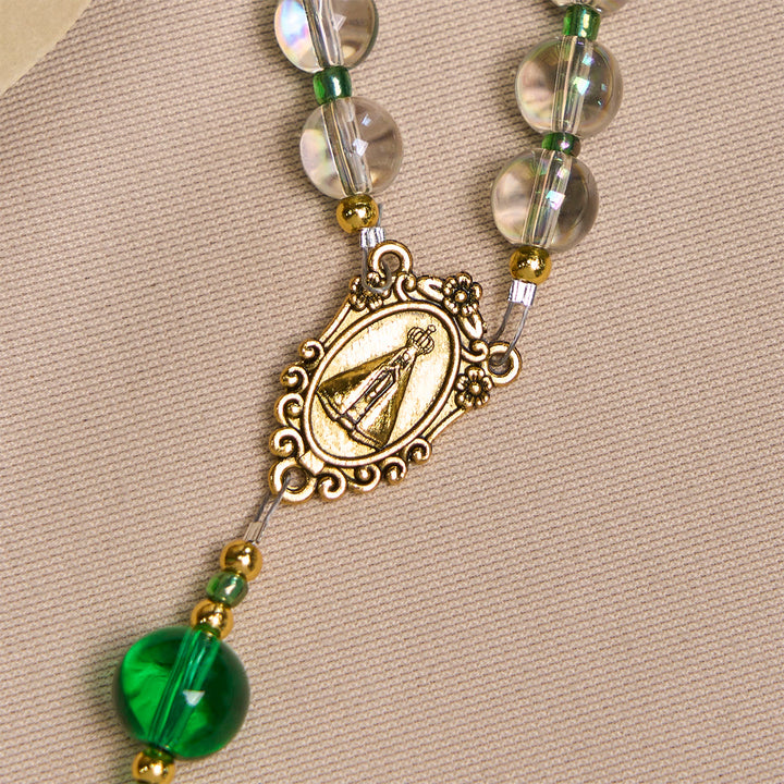 Christianartworkshop Eleganter Rosenkranz in klarem Weiß und Grün mit Unserer Lieben Frau von Guadalupe - image 9