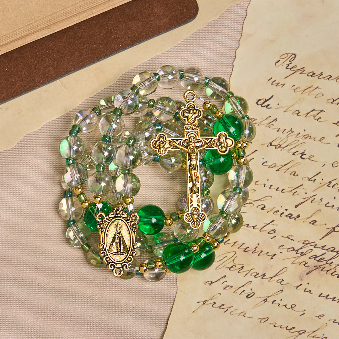 Christianartworkshop Eleganter Rosenkranz in klarem Weiß und Grün mit Unserer Lieben Frau von Guadalupe - image 11