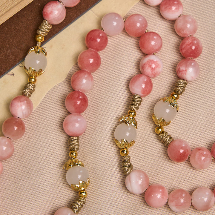 Christianartworkshop GEBETSVOLLER GLAUBE: Handgefertigter Rosenkranz aus rosa glänzenden Perlen mit Geschenkkarte - image 8