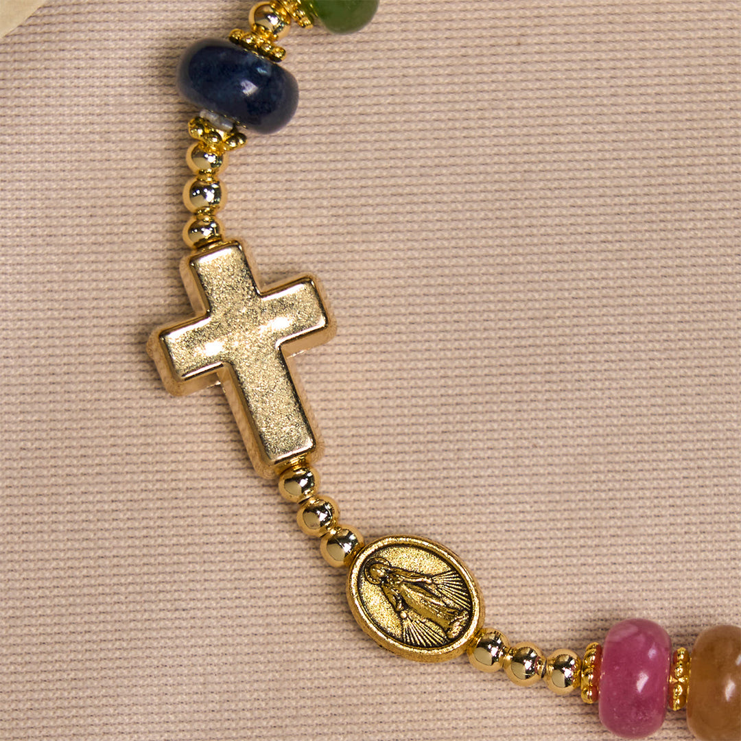 Christianartworkshop Turmalin-Abakus-Perlenarmband mit Kreuz und Wundermedaille - image 6