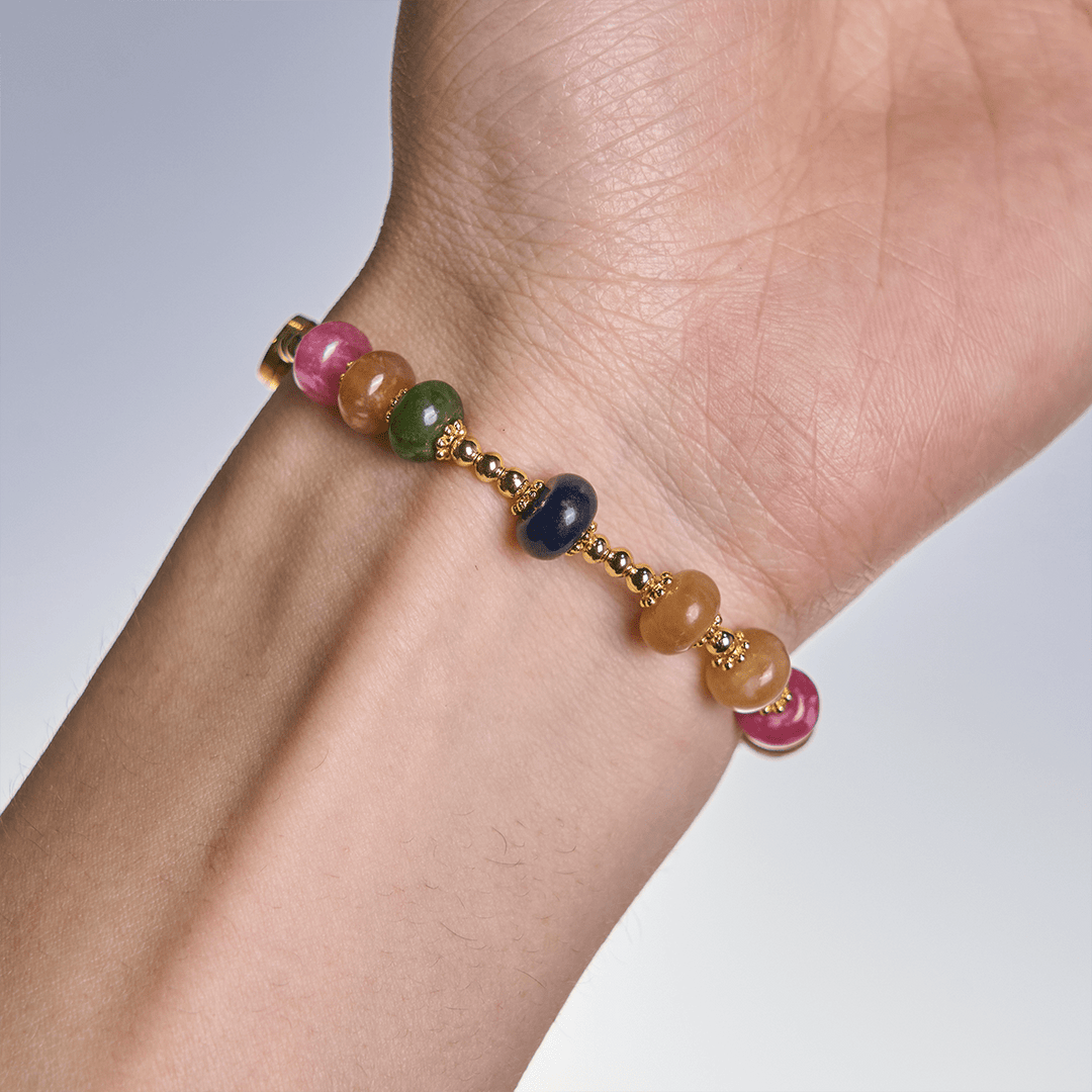 Christianartworkshop Turmalin-Abakus-Perlenarmband mit Kreuz und Wundertätiger Medaille - image 3