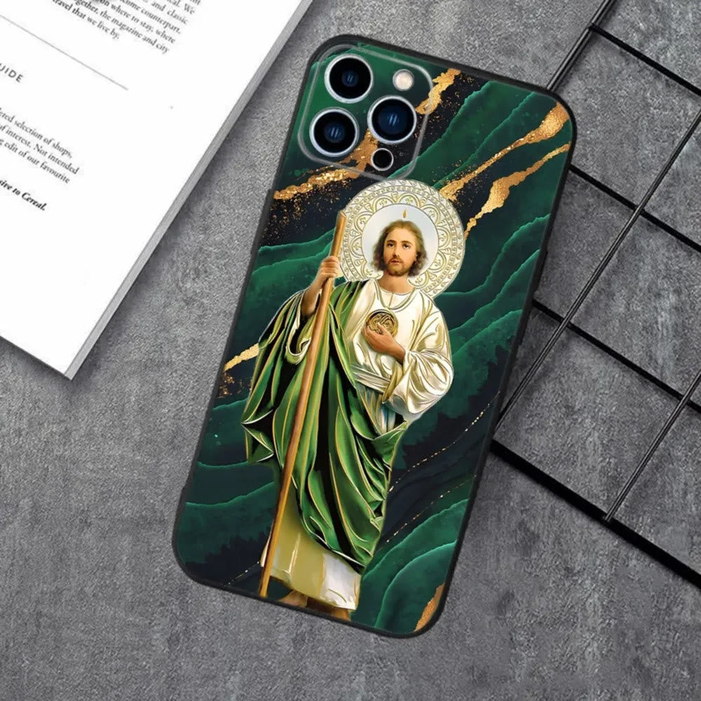 Christianartworkshop Holy Jesus Classic Art Handyhülle: Heiliges Design und Frieden - Smaragdsymbol - 15plus - image 2