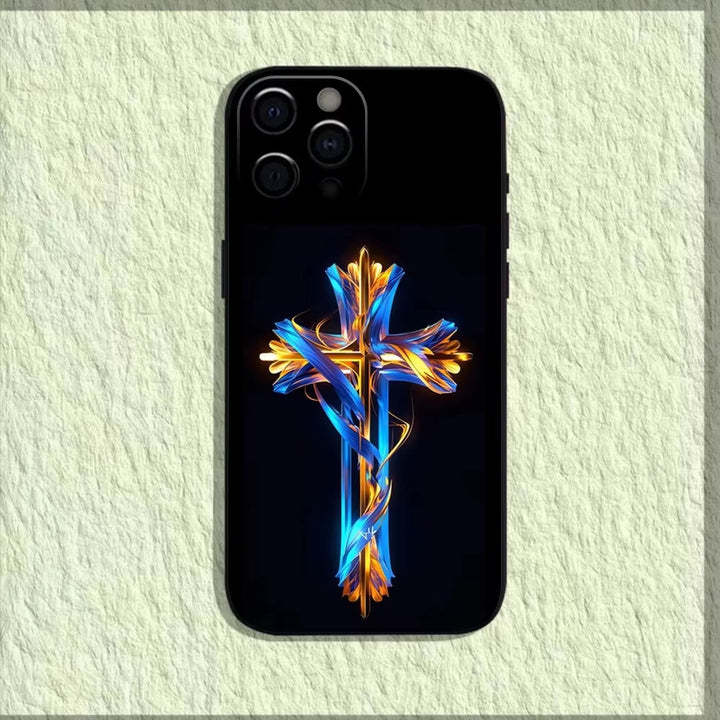 Christianartworkshop Handyhülle mit dem Heiligenbild Jesus: Ein Symbol des Glaubens und des Schutzes - Neonkreuz - 15plus - image 7