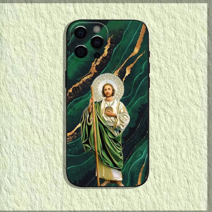 Christianartworkshop Handyhülle mit dem Heiligenbild Jesus: Ein Symbol des Glaubens und des Schutzes - Smaragdgeist - 15plus - image 8