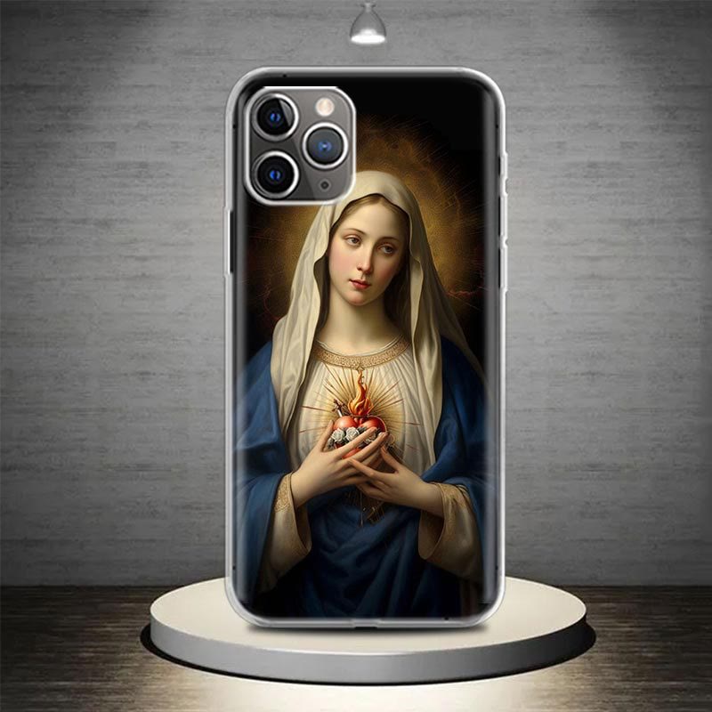 Christianartworkshop Handyhülle mit der Heiligen Jungfrau Maria: Spirituelle Eleganz für Ihr Gerät - Heiliges Herz - iPhone 13 Pro - image 6