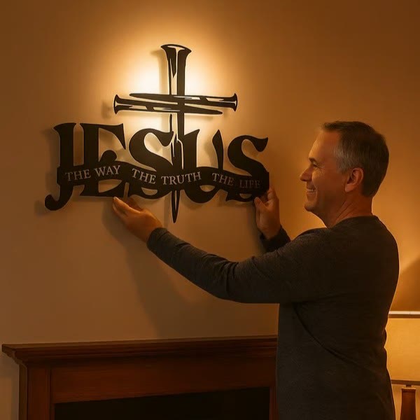 Christianartworkshop Wandbehang, Motiv: „Gläubiger Jesus und Kreuz“, Kunst, Heimdekoration - image 2